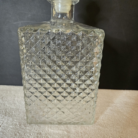 Vintage MCM 1958 Thatcher Crystal Glass Diamond Pattern Decanter Barware. - Picture 3 of 13